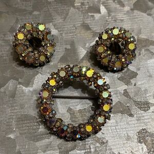 Albert Weiss Multicolor Crystal Brooch Set